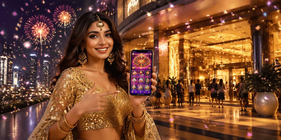 Lady celebrating VIP bonus offer on 2130 while playing Andar Bahar
